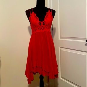 Free people Adella slip dress, red